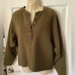 ♦️ MADEWELL MWL Betterterry Henley Sweatshirt S olive green EUC